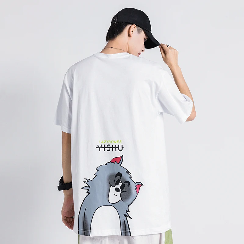 Мужская футболка с коротким рукавом tom cat Повседневная Свободная хлопковая