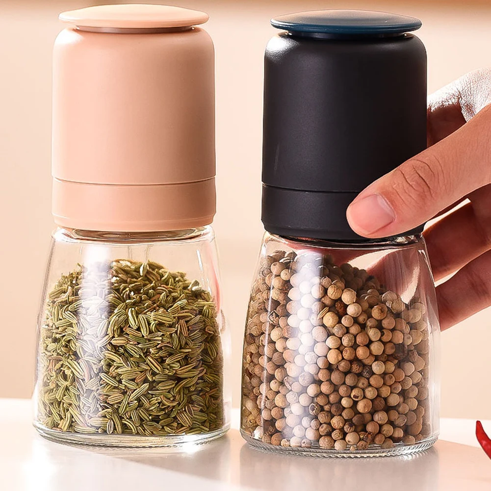 

Stainless steel salt and pepper mill manual food herb grinders spice jar containers kitchen gadgets spice bottles glass