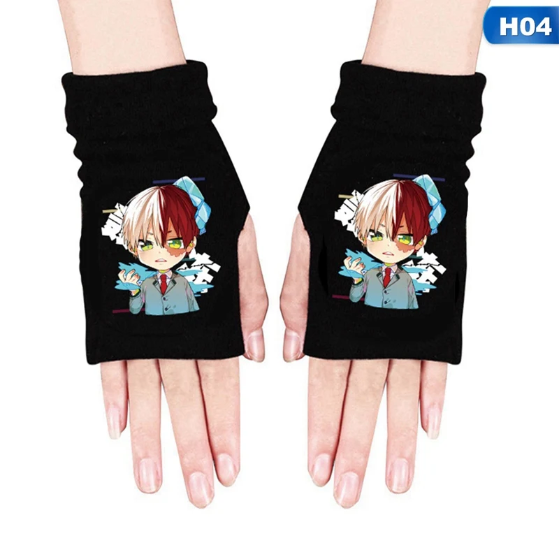 Аниме My Hero Academia Хлопковые вязаные перчатки на запястье половину пальца