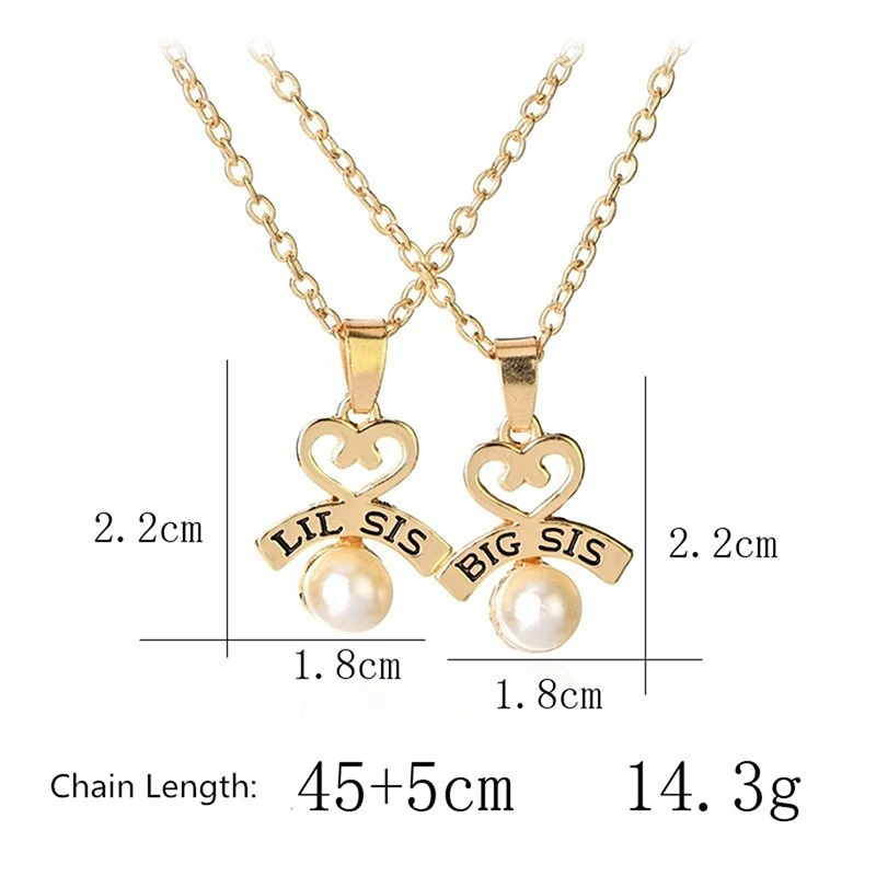 Большое сердце SIS LIL Цепочки и ожерелья для 2 Handstamped BFF пара цепи кулон семейное