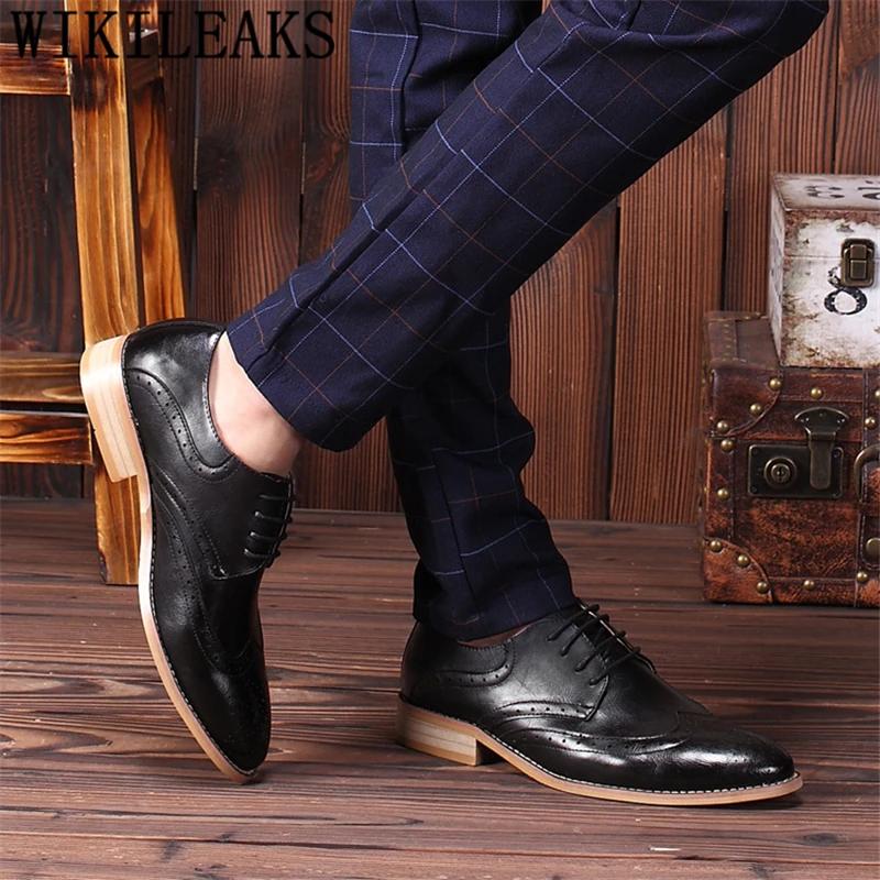 Brogue Shoes Men Formal Wedding Dress 2022 Italian Elevator For Evening Classic Elegant Brown | Обувь