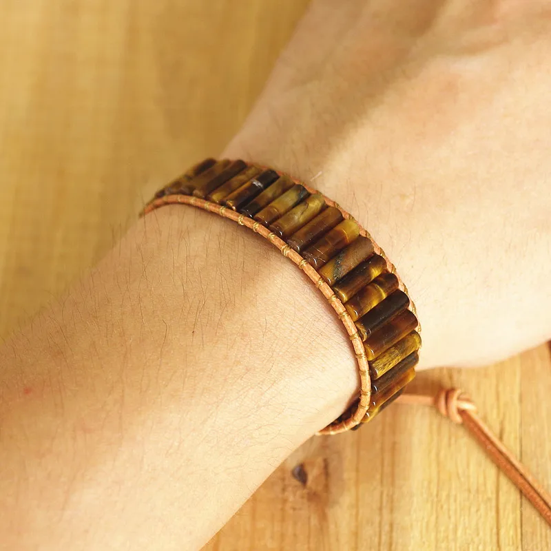 Ювелирные изделия ручной работы натуральный камень тигровый глаз бусины кожаный