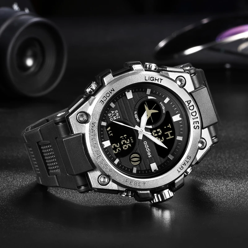 Мужские спортивные цифровые часы ADDIES G Style в стиле милитари светодиодные