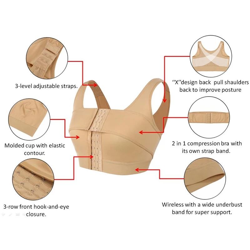 Новейший дизайн неопреновый компрессионный бюстгальтер с двойным поясом