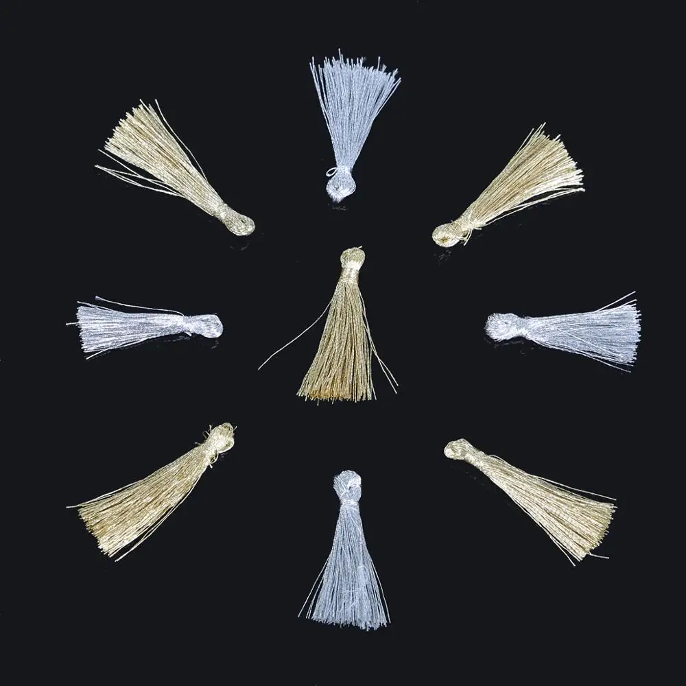 10 шт. 25 мм золотые и серебряные смешанные металлические нитки кисточки Diy