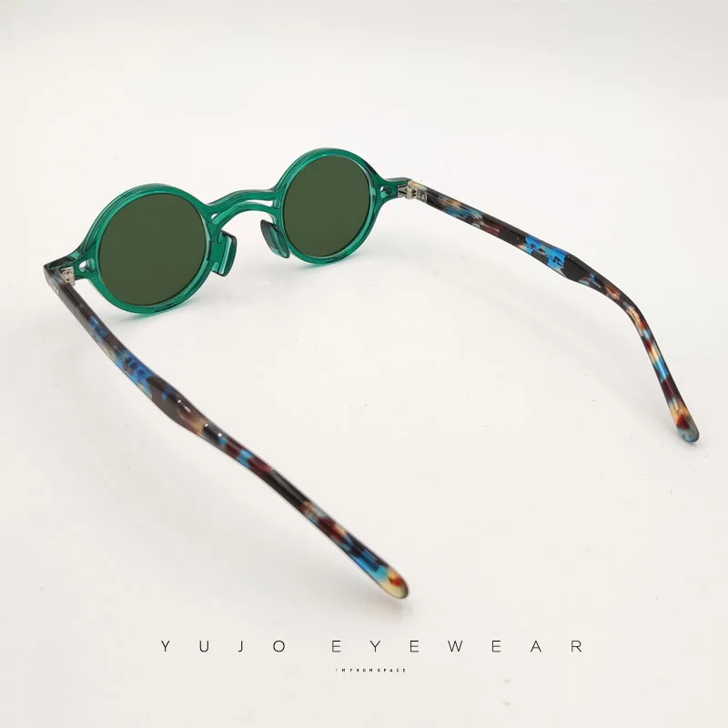 Vintage high quality acetic acid plate small round prescription myopia UV400 Polarized Sunglasses Retro Green reading Sunglasses