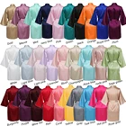 Шелковый халат невесты Robe Платья для подружек невесты короткий атласный халат для женщин свадебные туфли банный халат; Банный невесты Robe размера плюс 29 Цвета