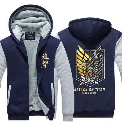

Anime Attack on Titan cosplay costume Hooded Thicken Hoodie Zipper Jacket Sweatshirts MEN Women Fleece Outwear Coat TOP