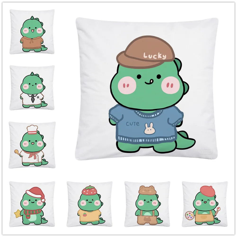 

Детская мягкая короткая плюшевая наволочка с мультяшным рисунком динозавра, наволочка для украшения дома, дивана, автомобиля, 45x45 см