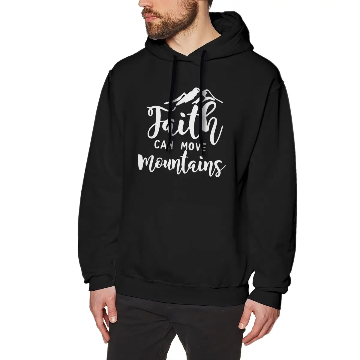 

Faith Can Move Mountains Hoodie Men's Casual Hoodie Shirt Purified Cotton Unique Sweatshirt