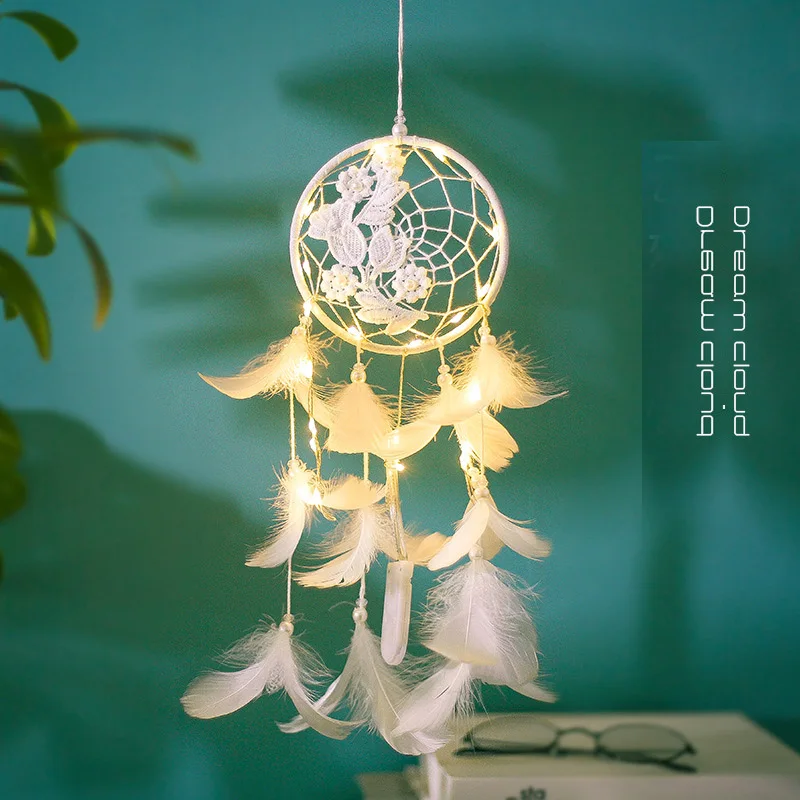 

Новый маленький ночник Ловец снов, мягкий декорированный светильник для девичьей комнаты, подвесные украшения, подарки на день рождения, Ро...