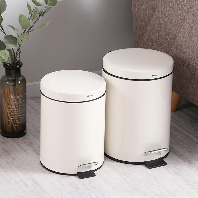 

Simple Modern Trash Can with Lid Stainless Steel Toilet Large Capacity Trash Can Foot Pedal Lixeira Kitchen Supplies BS50TC