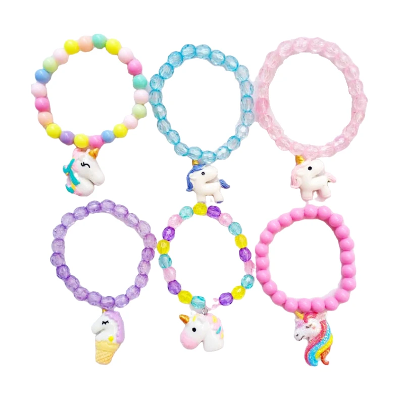 

Selling unicorn pony bracelet Candy-colored acrylic color beads fashion gift set