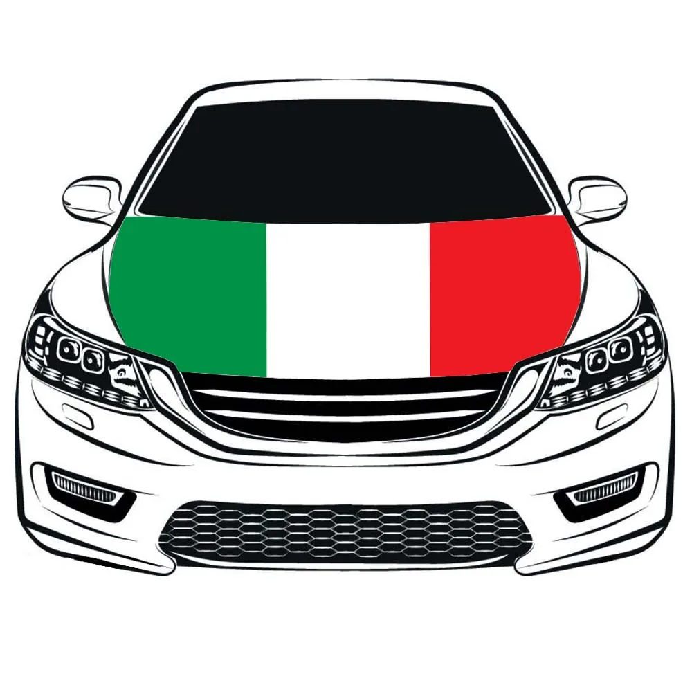 Bandera italiana para cap&oacute; de coche, bandera italiana para cubierta de cap&oacute;, Bandera de motor, 100% spandex,-0