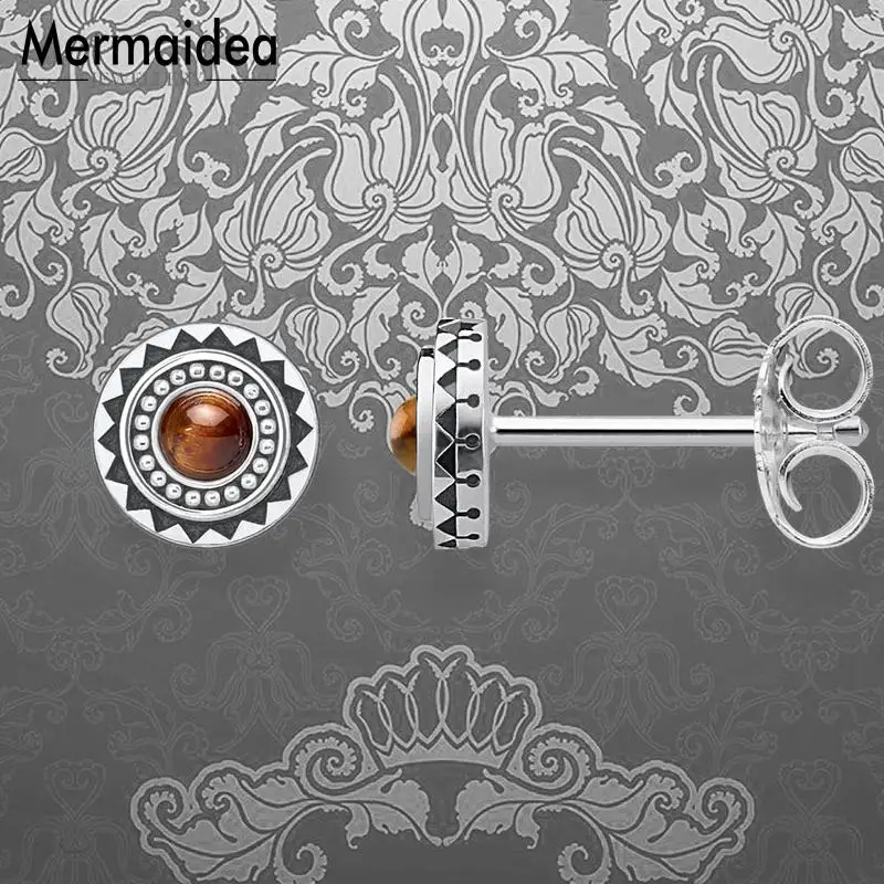 Бренд Tiger Eye Sun Stud новинка модные ювелирные изделия посеребренные модный подарок