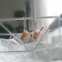 s925 silver needle dangle earrings for women men 2021 new trend fashion korean style milk tea earrings for men grunge jewelry