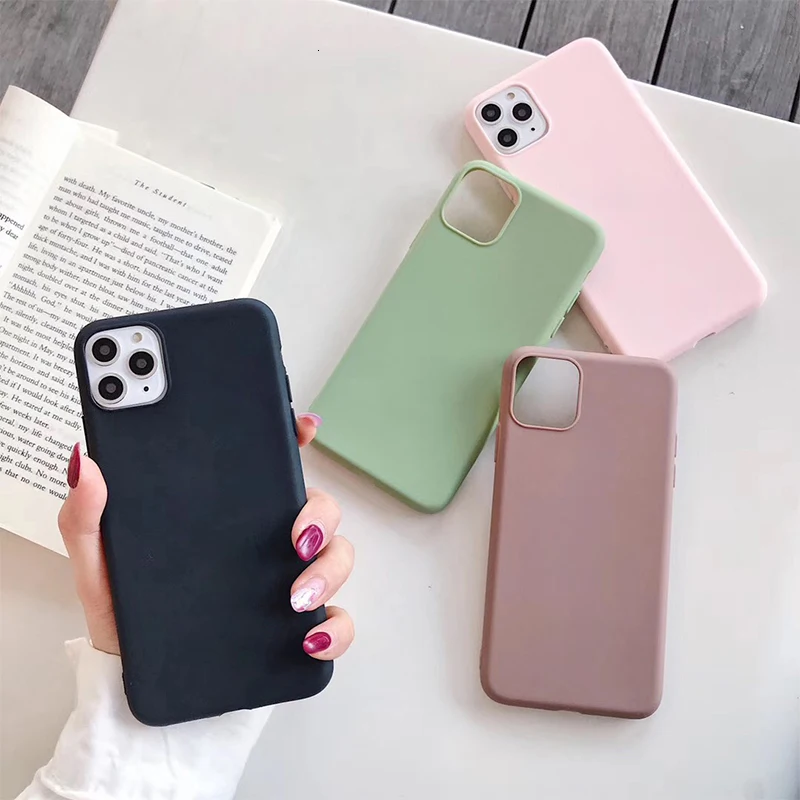 Карамельный чехол для телефона для IPhone 6, 6s, 7, 8 Plus, X, XR, XS, 11 Pro Max, милый простой однотонный Мягкий силиконовый чехол для, чехол для iPhone 11
