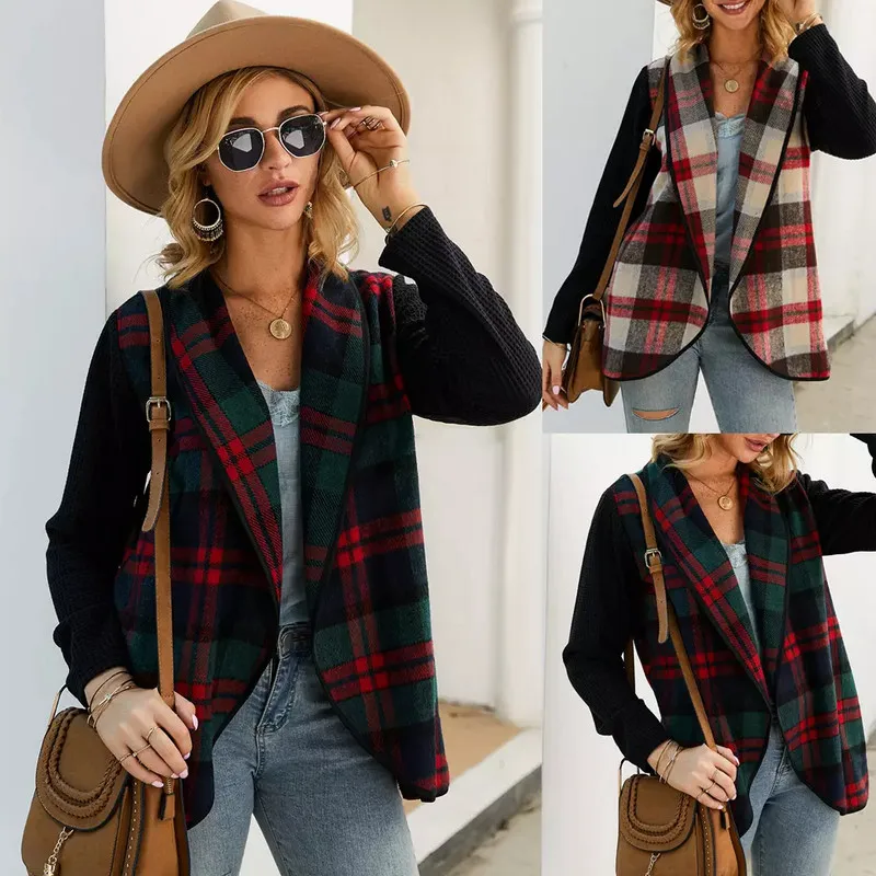 

Vintage Women's Plaid Print Coat Jacket 2019 Autumn Winter Warm Slim Cardigan Coat Jacket Female Long Sleeve Tops Coat NEW