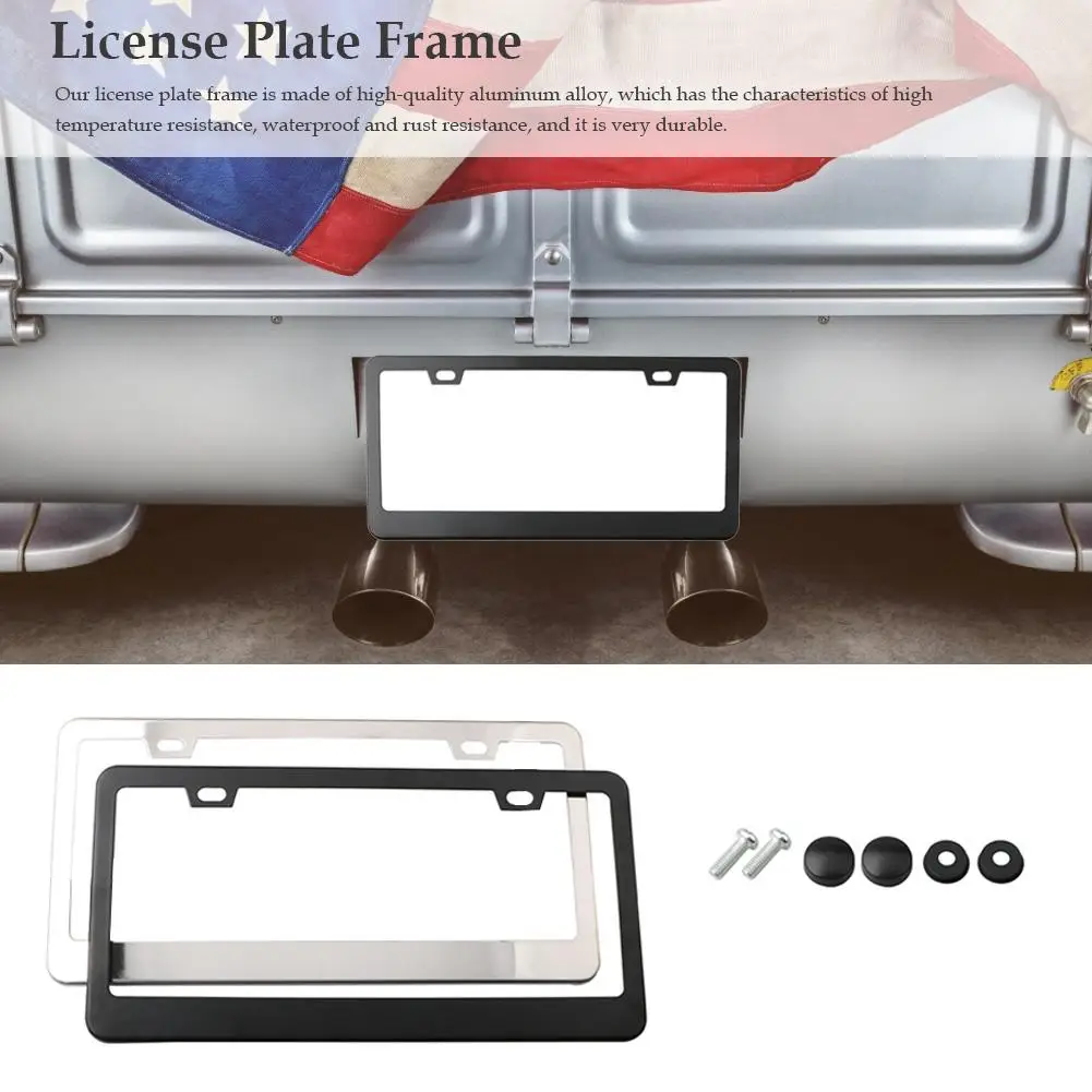 

License Plate Frame US-Canada Autos Universal License Plates Covers Set for Standard Cars Front and rear License Plates Aluminum
