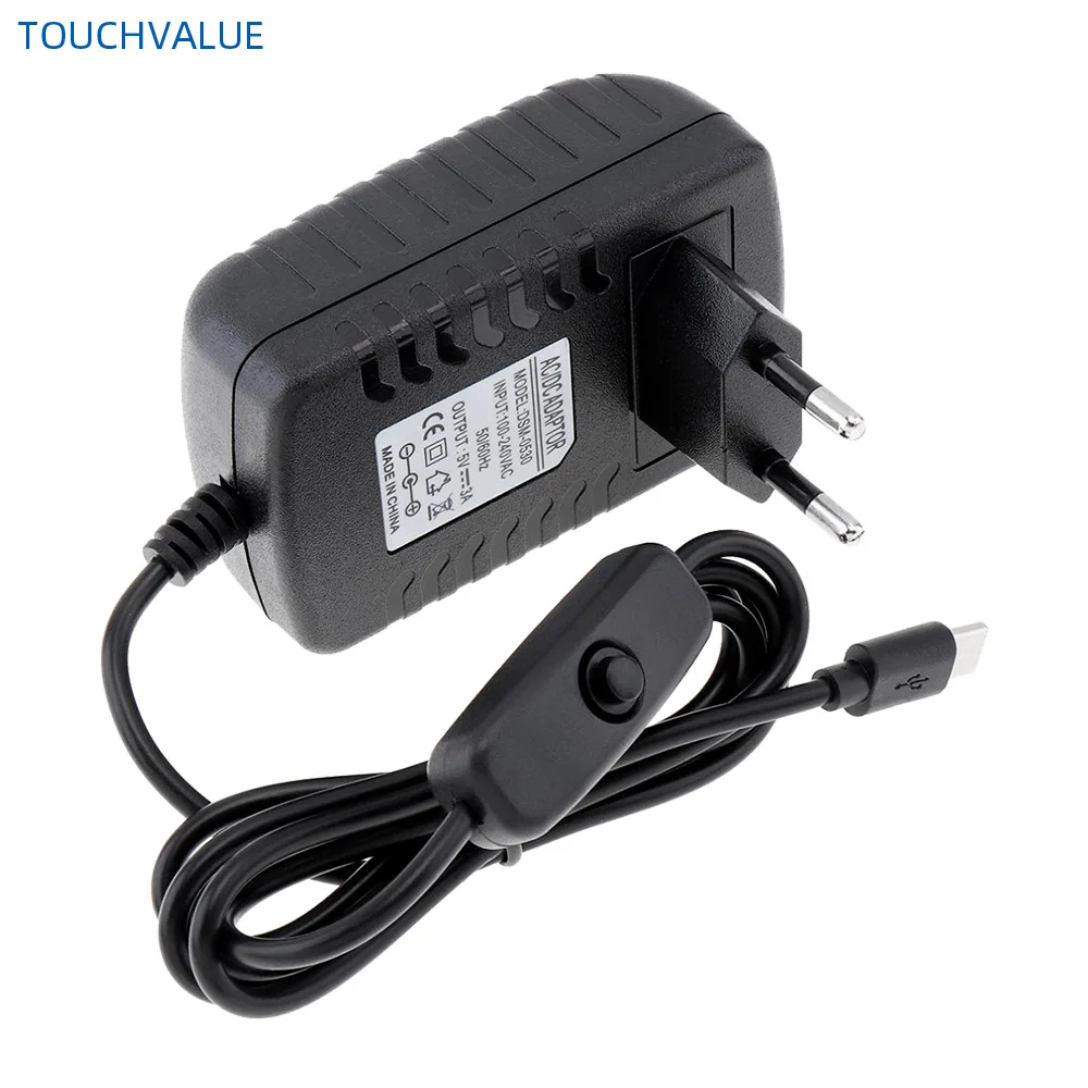 Сменный адаптер питания для Raspberry Pi 4 го поколения 5 В 3 А Type C зарядное устройство с