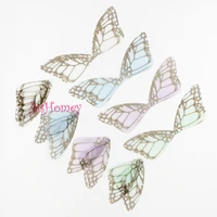 100pcs gradient organza fabric butterfly wings appliques 80mm translucent chiffon wings for party decor doll embellishment