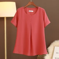 2022 fashion brand korean style blouse large size loose ladies casual shirt women round neck short sleeve ladies blusa mujer