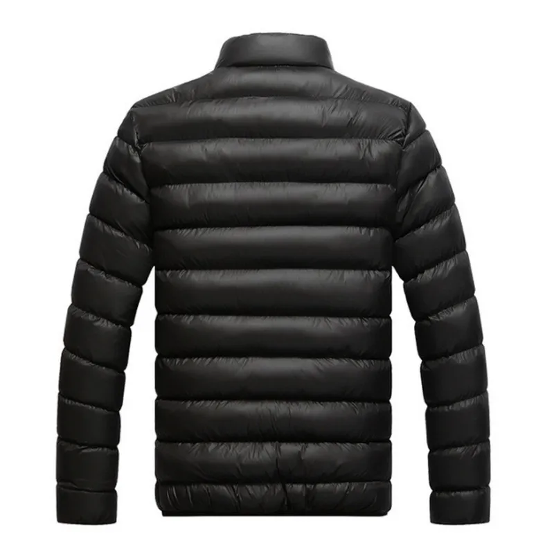 2021 Autumn Winter Jacket Men Thicken Warm Cotton-padded Mens Jackets Slim Fit Stand Collar   Solid-Color Coat Jackets Coats
