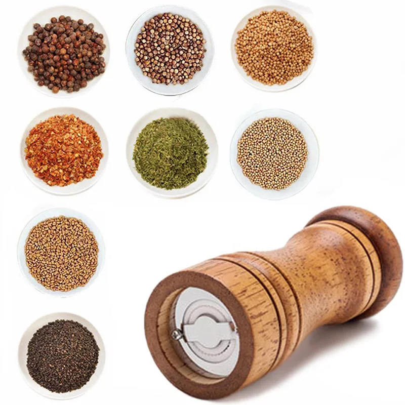 Wooden Pepper Spice Grinder Multi-purpose Bottle Adjustable Ceramic Grinding Core Kitchen Tools Gadgets Accessories Mills | Дом и сад