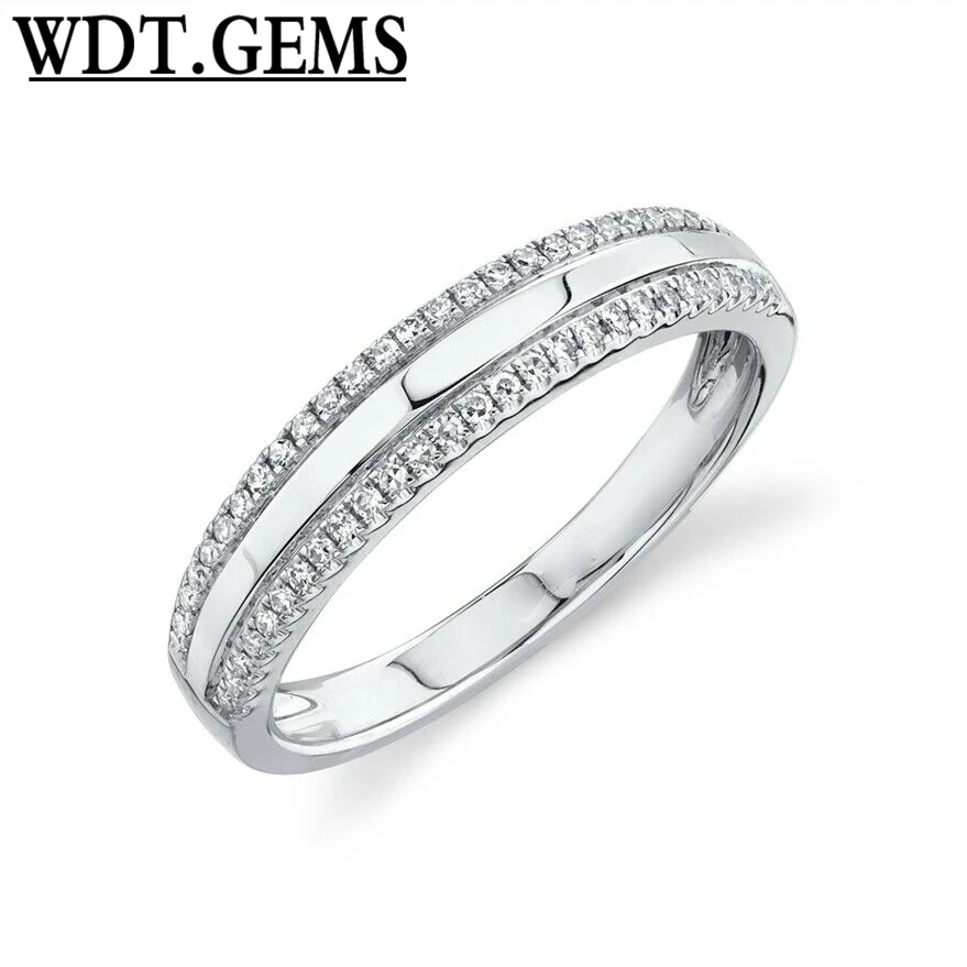 

10K White Gold Round Diamond Wedding Band Ring 4MM Natural 0.17CT