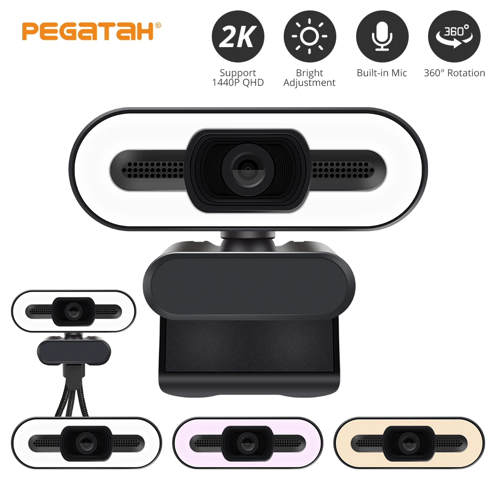 

Webcam 1080P Full HD 2K with Fill Light Web Camera with Microphone For PC Laptop Auto Focus 1080P USB Cameras for Youtube Live