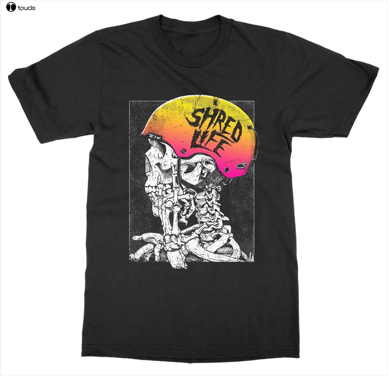 

2019 New Men'S Skull Boarder T-Shirt Snowboard Mountain Powder Rail Freestyle Backside Fakie Tee Shirt