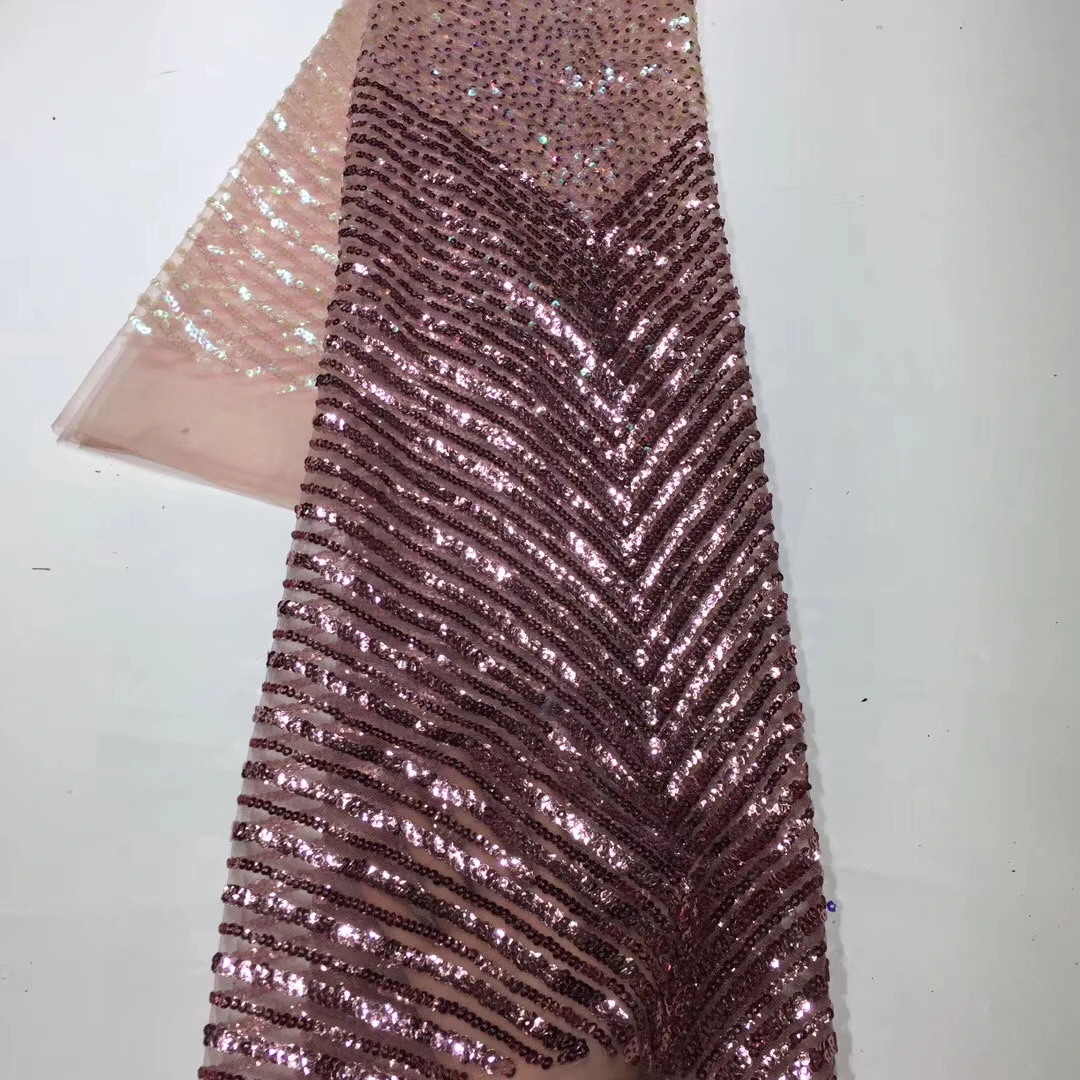 

2020 African mesh lace fabric high quality sequins Nigeria wedding lace fabric 5 yards French tulle lace fabric ZX35701