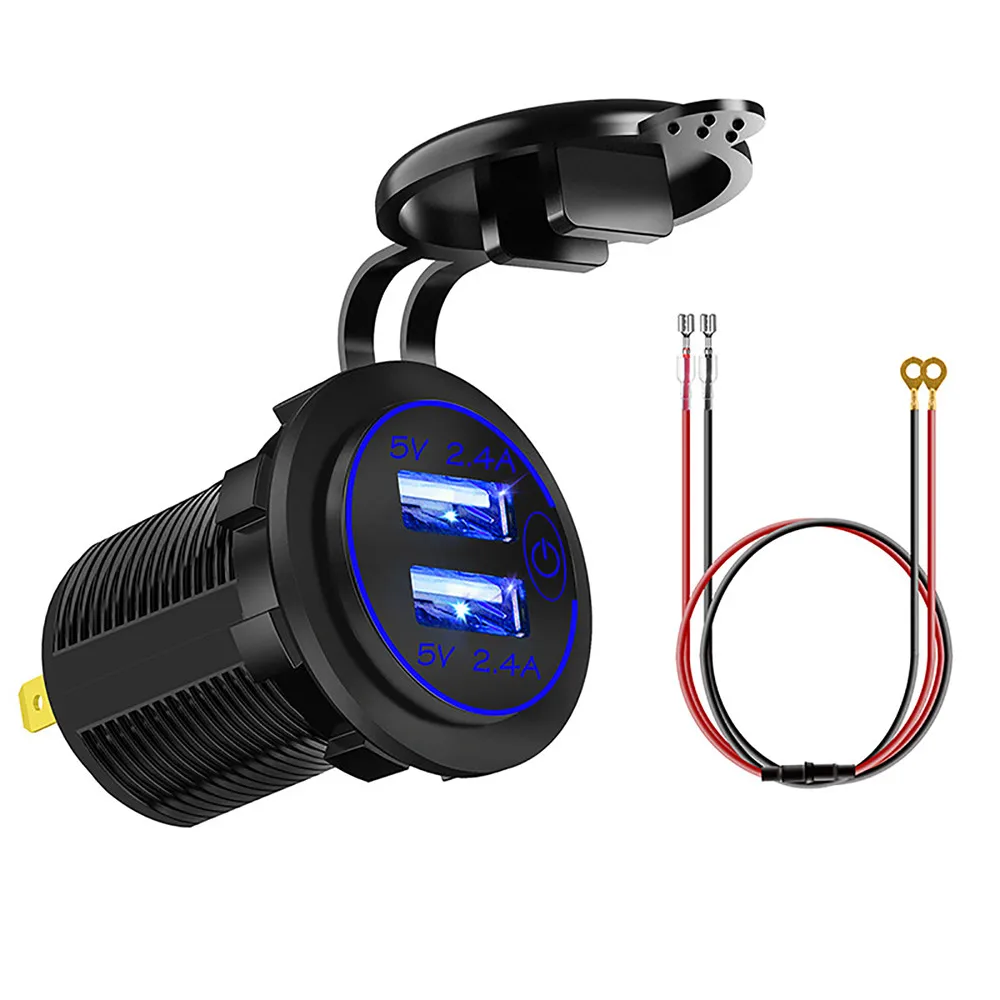 5V/4.8A Dual USB Зарядное устройство с сенсорным выключателем Авто розетка для