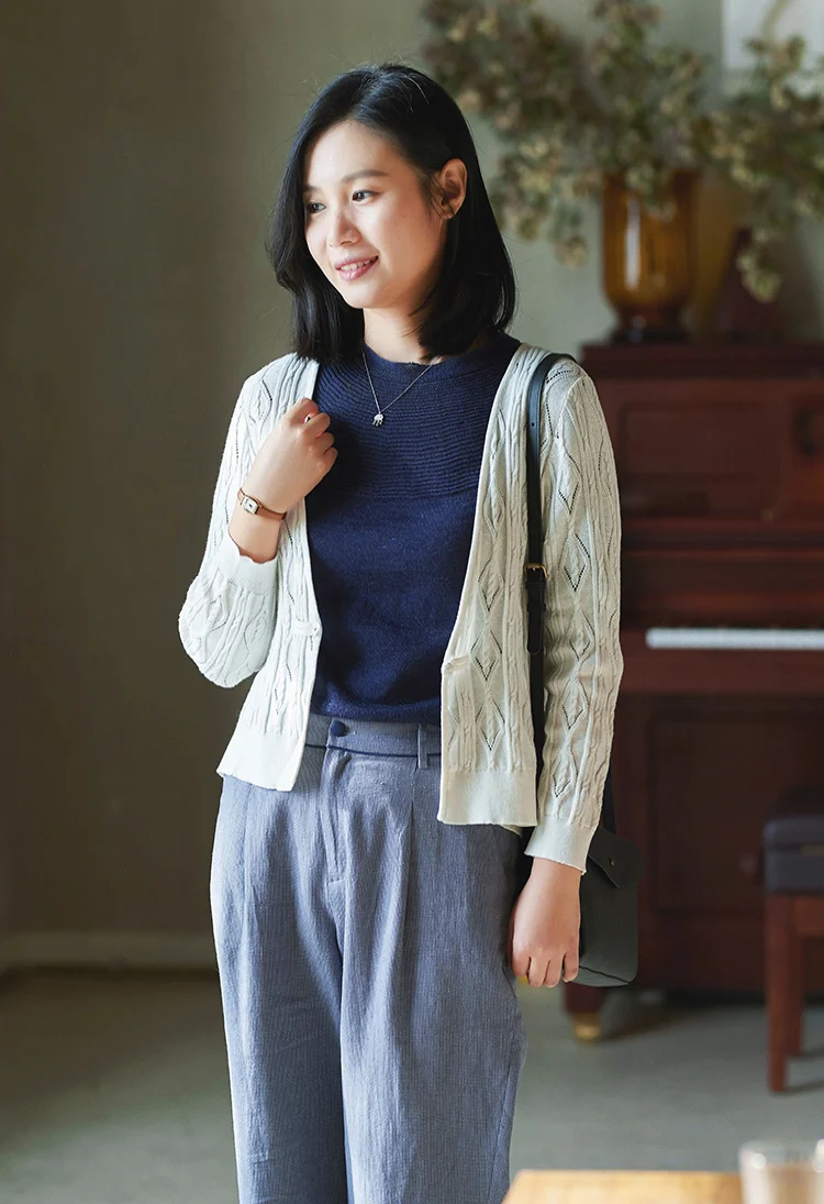 CYNTHIA китайский стиль 2020 Новый женский весенний вязаный кардиган с v образным