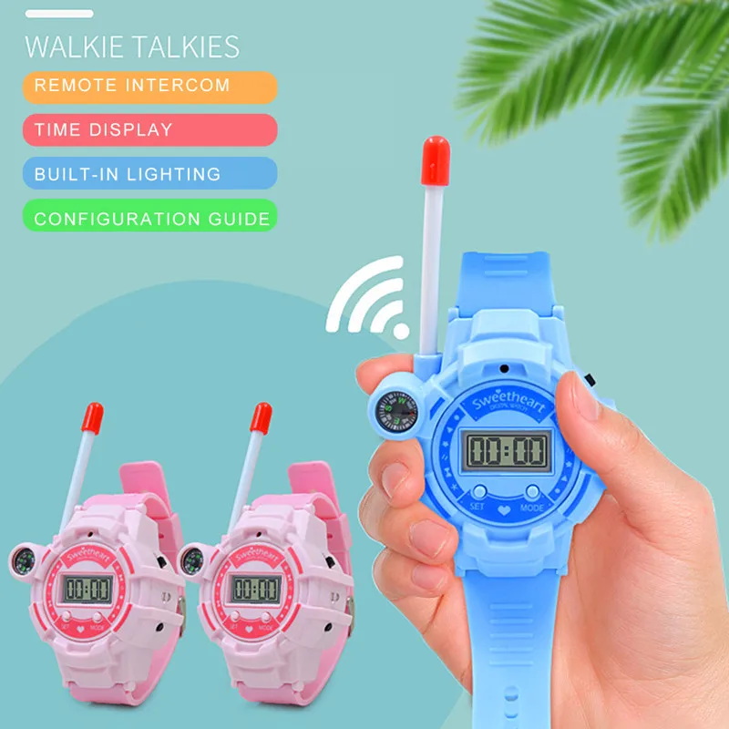 2pcs Kids Watch Walkie Talkie USB Rechargeable Outdoor Radio Parent Child Interaction Fun Interphone Children Intercom Toy Gifts