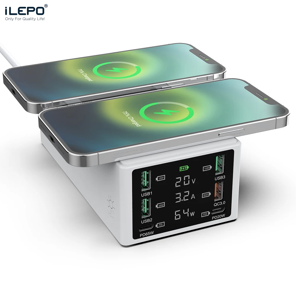 

iLEPO 150W Wireless Fast Charger For iPhone12 Pro Max Mini 11/8 Samsung Laptop USB C 65W PD3.0 Charger QC3.0 Type-C Smart Charge