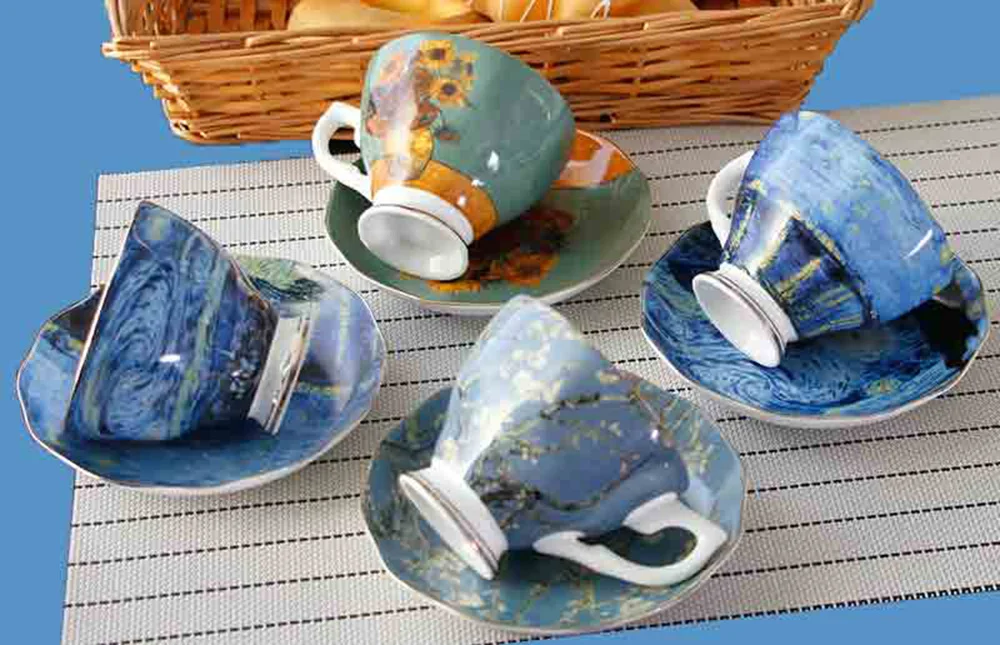 

British Style Flower Bone China Coffee Cup and Saucer Set High-end Afternoon Tea Pastoral Style Flower Tea Cup