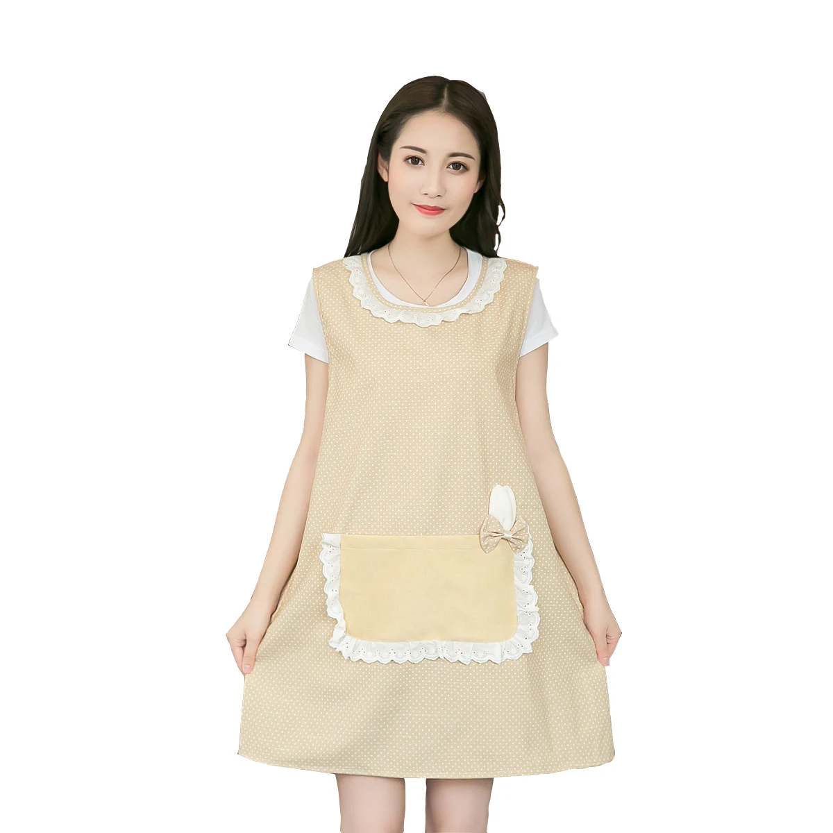 

Apron Korean-style-Style Kitchen Home Single Layer Breathable Adult Work Clothes Women's Cute Overclothes Manicure Cooking