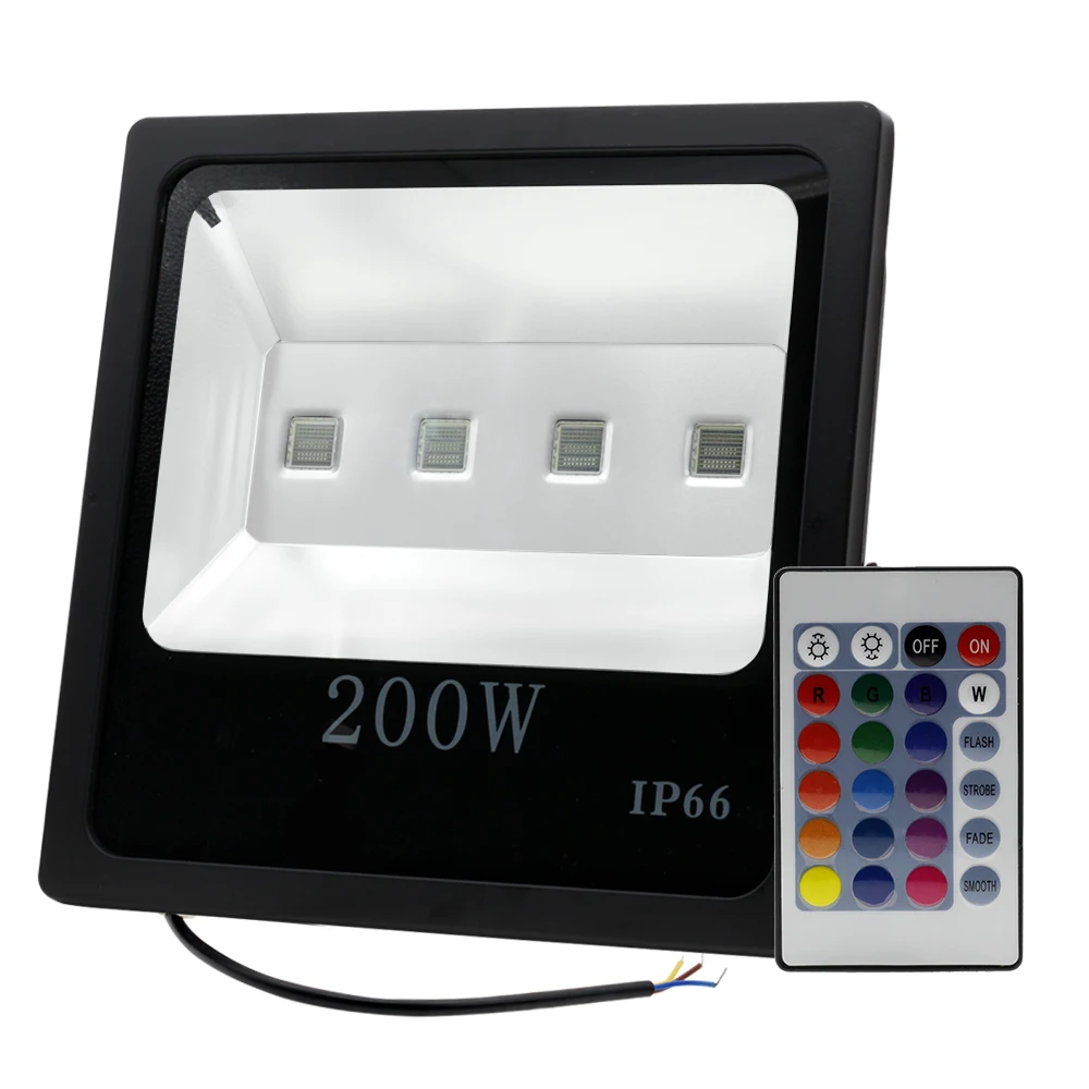 200W Светодиодный прожектор 220 В, 10 Вт, 20 Вт, 30 Вт, 50 Вт, RGB прожектор, наружный водонепроницаемый прожектор, отражатель с дистанционным управлением для сада - Испускаемый цвет: 200W