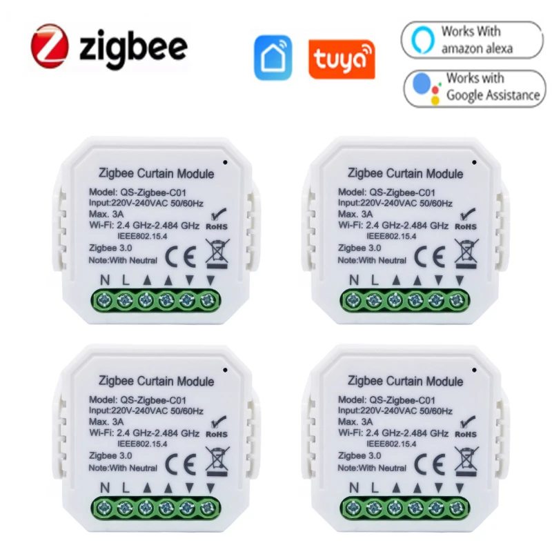 

Tuya Smart Zigbee 3.0 Curtain Switch Module For Roller Shutter Blind Motor DIY Smart Home By Google Assistant Alexa Zigbee