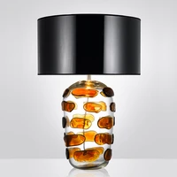 modern art transparent glass vase living room decoration led table lamp simple bedroom black white cloth e27 light desk fixture