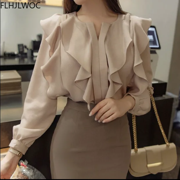 2021 Female Fashion Korea Chic Tops Blusas Women Long Sleeve Elegant Basic Wear Office Lady Work Bow Tie Shirt Blouses