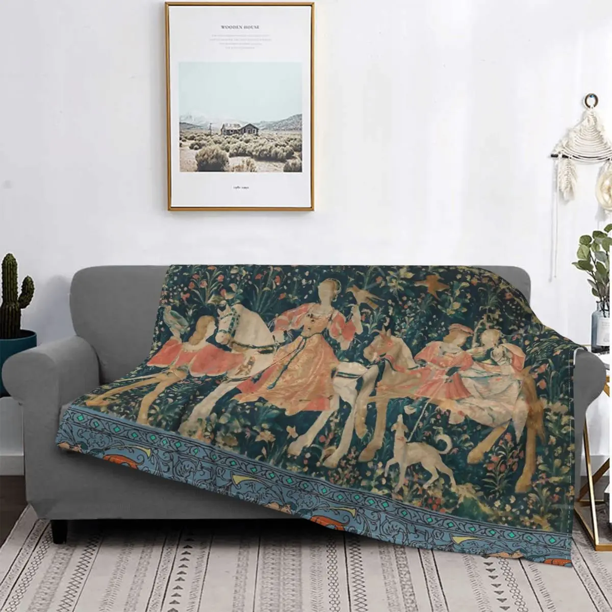 

Tapiz в средневековом стиле-The Hawk Hunt, manta a quadros, para cama colcha, manta mullida a quadros, colcha para cama de verano