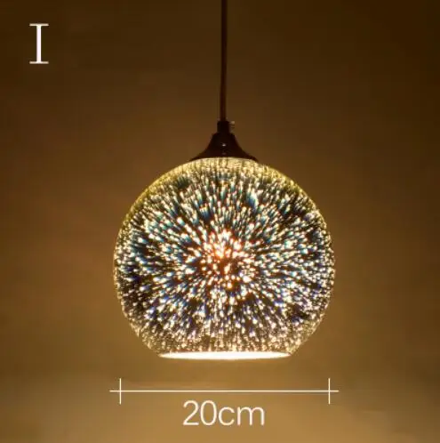 I-20CM Современный 3D красочный скандинавский звездное небо подвесной стеклянный абажур подвесной светильник E27 Светодиодный светильник для кухни ресторана гостиной - Цвет корпуса: I-20CM