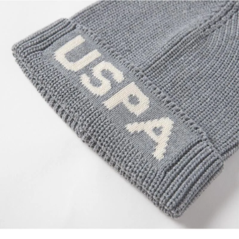Осенне-зимние парные шерстяные вязаные шапки Us Polo Assn для мужчин и женщин