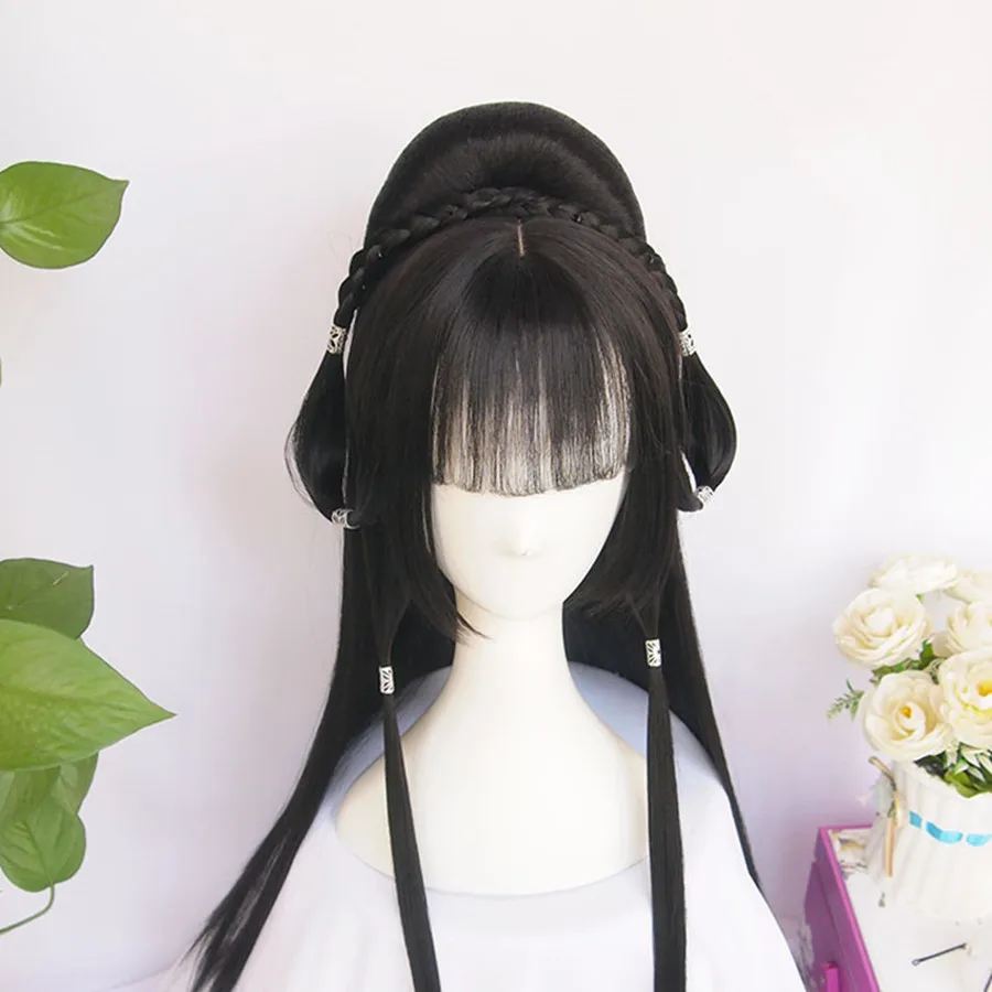 

80 см длинный старинный китайский для волос Косплей для женщин Винтажный головной убор "горничная" Принцесса нарядная забавная маскарадная ...