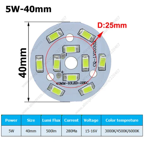 5 шт. Светодиодная панель Umaked 5 Вт SMD5730 теплый белый