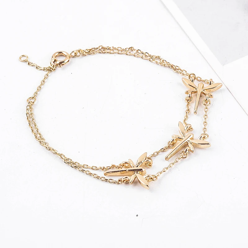 Браслет с тонкой цепочкой со стрекозой простое Ювелирное Украшение креативной