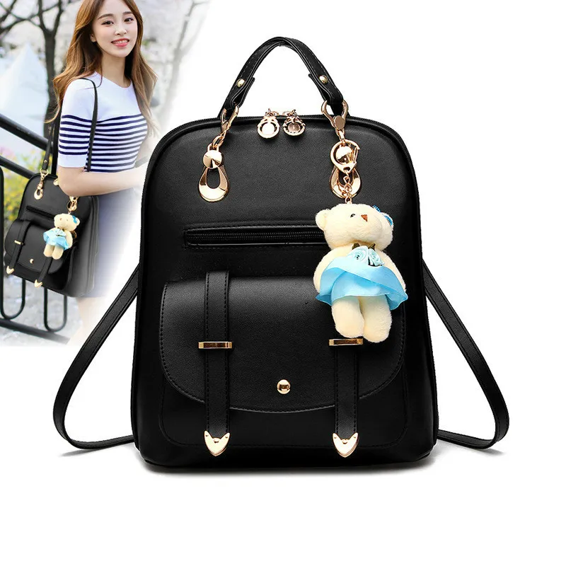 

Women Backpacks PU Leather School Shoulder Bags Teenage Girls College Student Casual Bag Knapsack Book Backpacks
