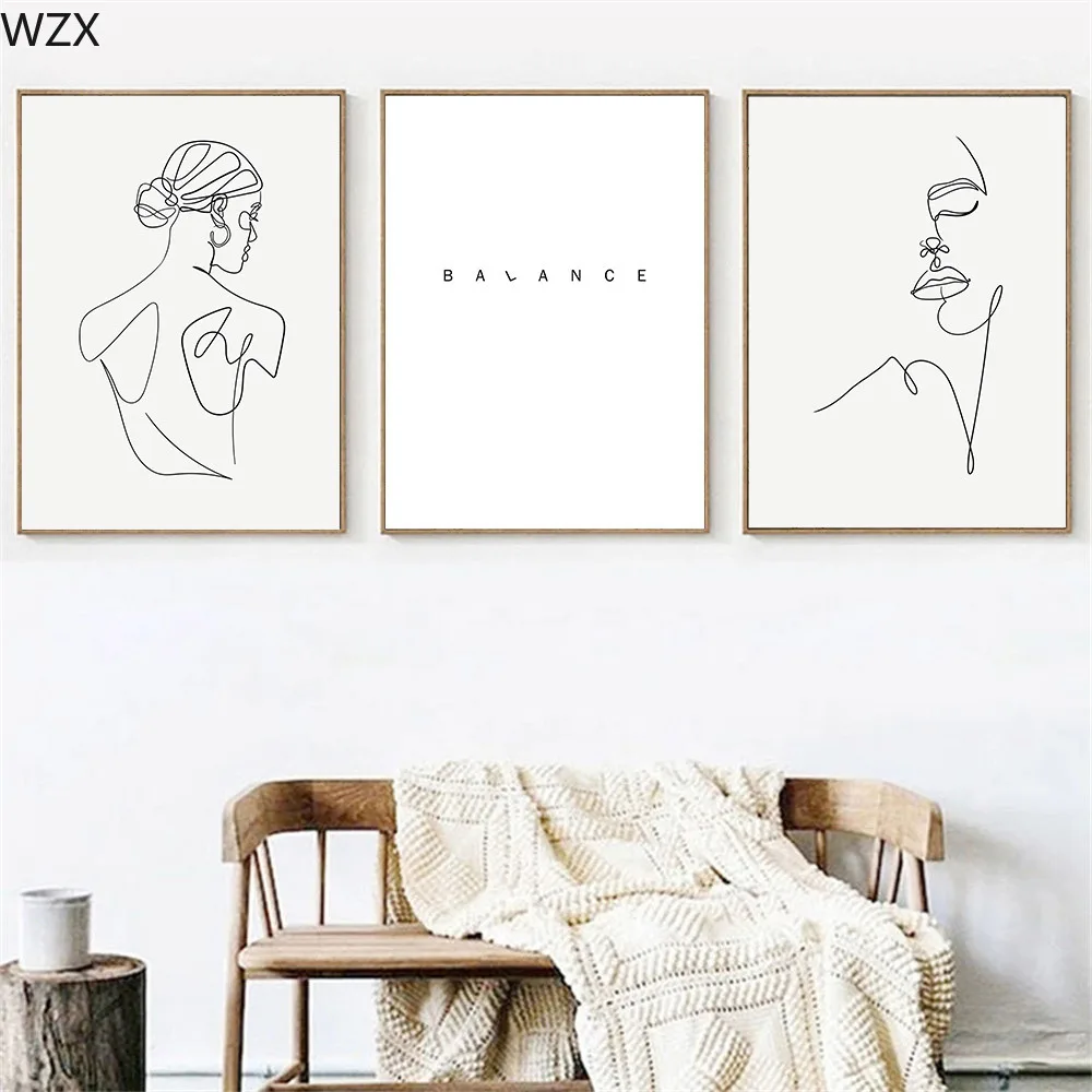 Одуванчик Пион цветок абстрактная Женская линия рисунок на холсте песчаные